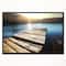 Designart - Large Wooden Pier into the Lake - Seashore Framed Canvas Art Print